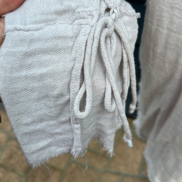 We the Free People XS oversized blouse cotton button up cream stone linen - Picture 6 of 8